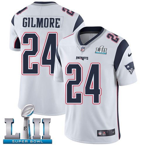 Nike Patriots #24 Stephon Gilmore White Super Bowl LII Men's Stitched NFL Vapor Untouchable Limited Jersey